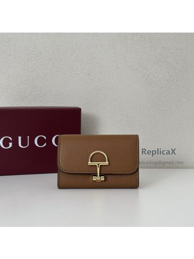 Gucci Softbit Card Case 828148 in Brown
