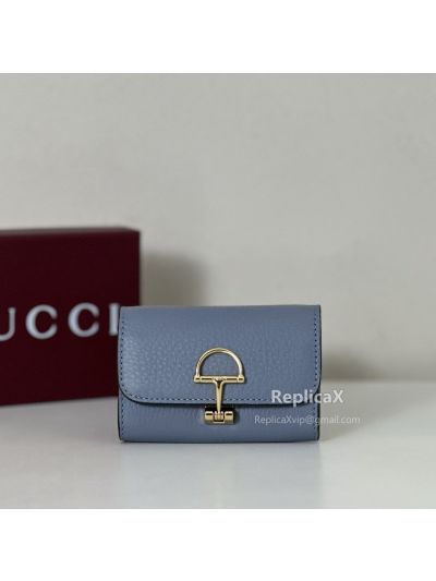 Gucci Softbit Card Case 828148 in Cerulean Blue