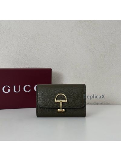Gucci Softbit Card Case 828148 in Dark Olive Green