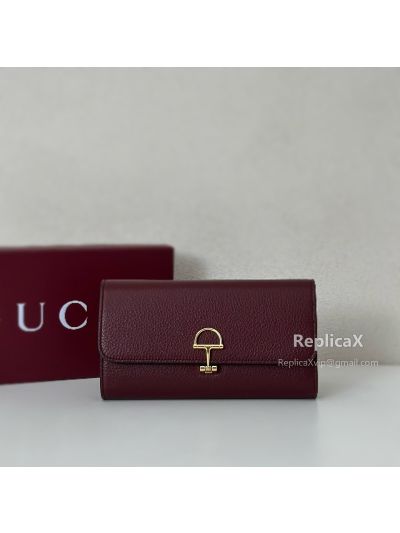 Gucci Softbit Continental Wallet 828147 in Gucci Rosso Ancora Burgundy