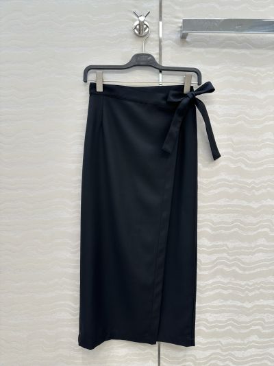 The Row Belted Bow Skirt in Navy