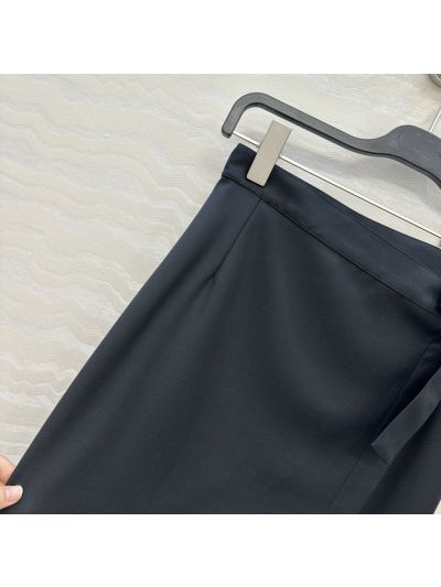 The Row Belted Bow Skirt in Navy