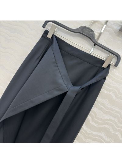 The Row Belted Bow Skirt in Navy