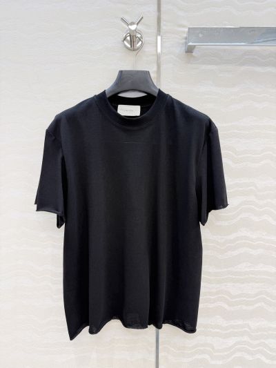 The Row Crew Neck Flutter Sleeve T-Shirt in Black