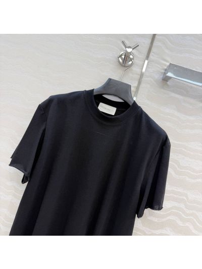 The Row Crew Neck Flutter Sleeve T-Shirt in Black