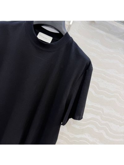 The Row Crew Neck Flutter Sleeve T-Shirt in Black