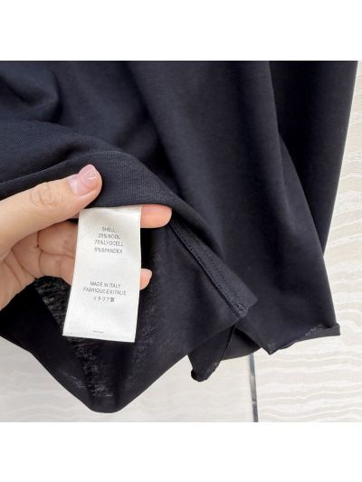 The Row Crew Neck Flutter Sleeve T-Shirt in Black