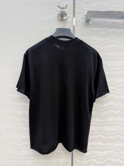 The Row Crew Neck Flutter Sleeve T-Shirt in Black