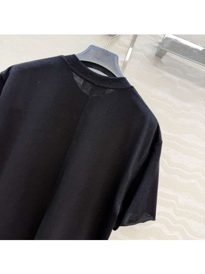 The Row Crew Neck Flutter Sleeve T-Shirt in Black
