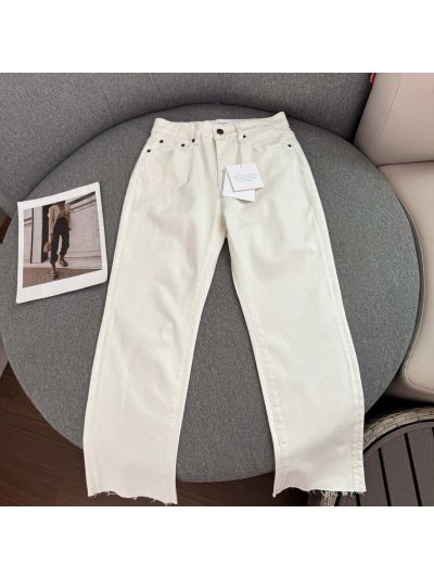 The Row Denim Fringe Pants in White