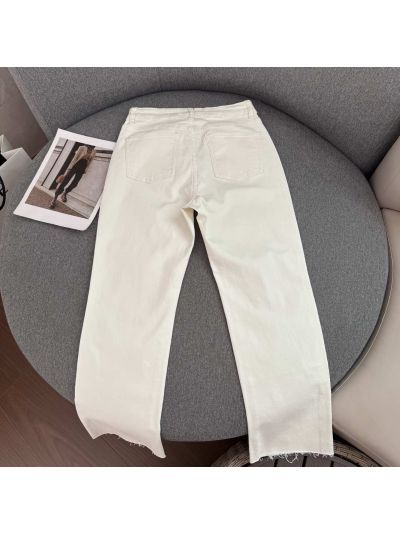 The Row Denim Fringe Pants in White