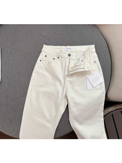 The Row Denim Fringe Pants in White