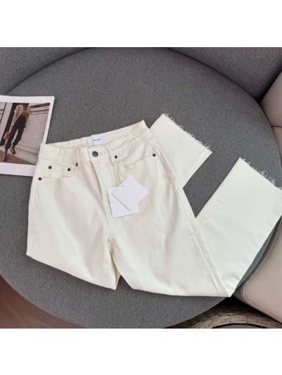 The Row Denim Fringe Pants in White