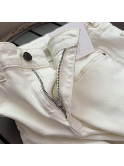 The Row Denim Fringe Pants in White