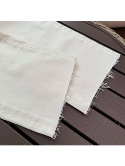 The Row Denim Fringe Pants in White