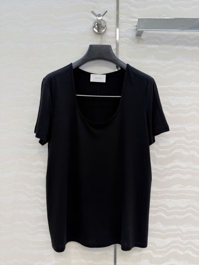 The Row Short Sleeve Square Neck T-Shirt in Black