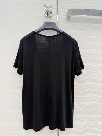 The Row Short Sleeve Square Neck T-Shirt in Black