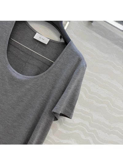 The Row Short Sleeve V-Neck T-Shirt in Grey