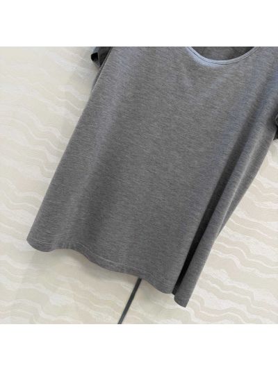 The Row Short Sleeve V-Neck T-Shirt in Grey
