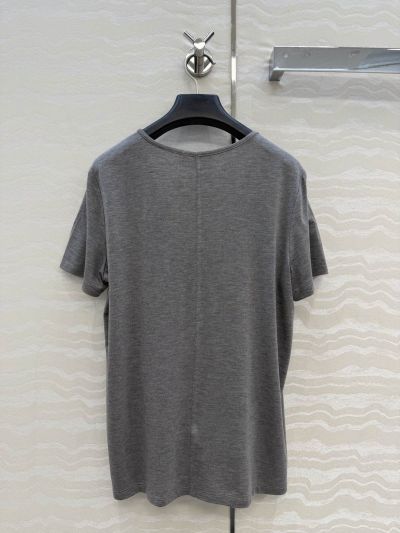 The Row Short Sleeve V-Neck T-Shirt in Grey