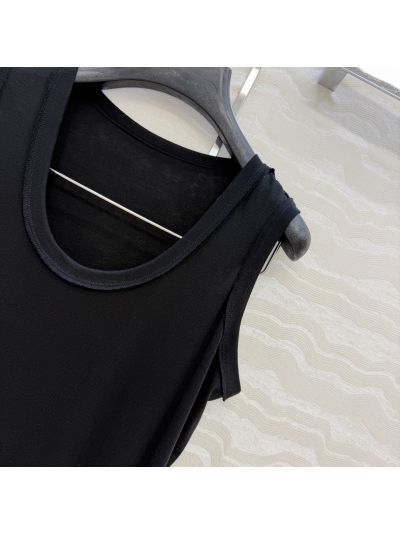 The Row Sleeveless Contrast-Trim Top in Black