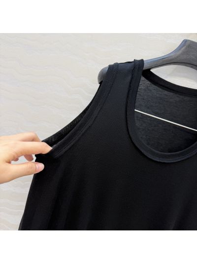 The Row Sleeveless Contrast-Trim Top in Black