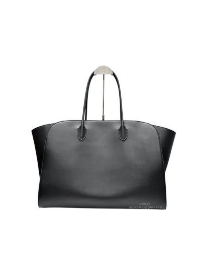 The Row Large Marlo Softly Structured Tote Bag Black Smooth Calf Leather A1895 