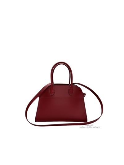 The Row Soft Margaux 10 Tote Bag Red Smooth Leather A1831 