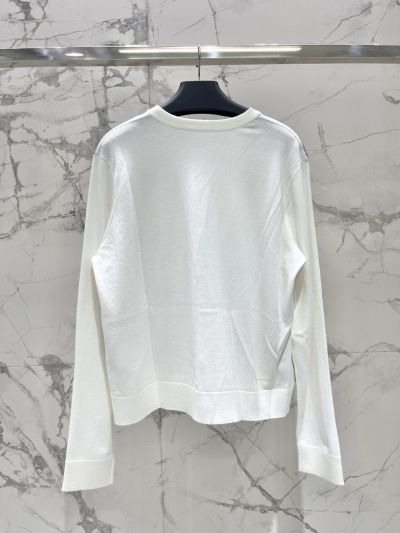 Thom Browne Button-Front Contrast-Trim Cardigan in Beige and White