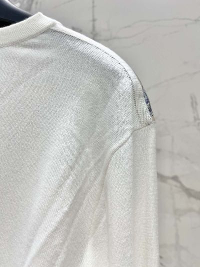 Thom Browne Button-Front Contrast-Trim Cardigan in Beige and White
