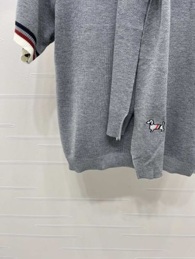 Thom Browne Crew Neck Short Sleeve Dress in Grey and Navy
