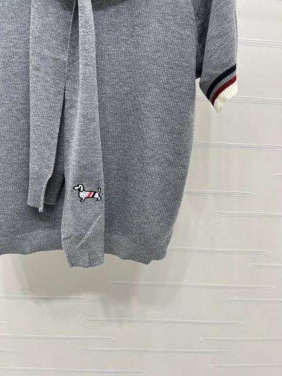 Thom Browne Crew Neck Short Sleeve Dress in Grey and Navy