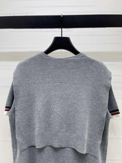 Thom Browne Crew Neck Short Sleeve Dress in Grey and Navy