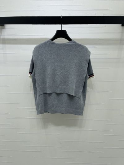 Thom Browne Crew Neck Short Sleeve Dress in Grey and Navy