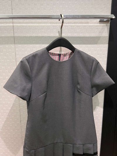 Thom Browne Crew Neck Short Sleeve Dress in Grey