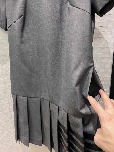 Thom Browne Crew Neck Short Sleeve Dress in Grey