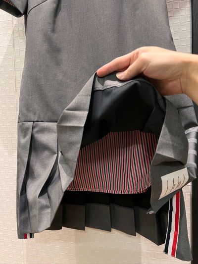 Thom Browne Crew Neck Short Sleeve Dress in Grey