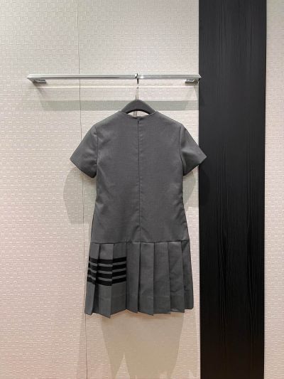 Thom Browne Crew Neck Short Sleeve Dress in Grey