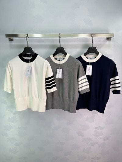 Thom Browne Crew Neck Short Sleeve Knit Top