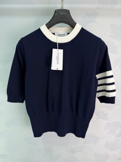 Thom Browne Crew Neck Short Sleeve Knit Top