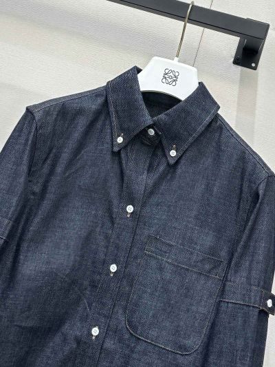 Thom Browne Striped Long Sleeve Shirt in Navy