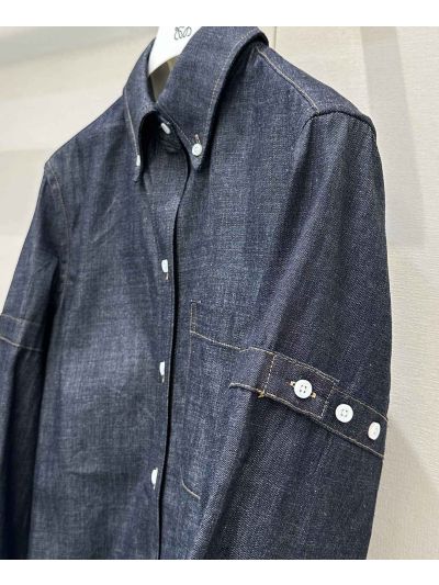 Thom Browne Striped Long Sleeve Shirt in Navy