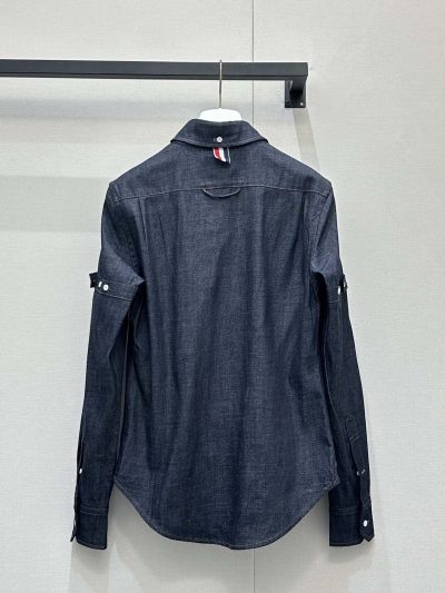 Thom Browne Striped Long Sleeve Shirt in Navy