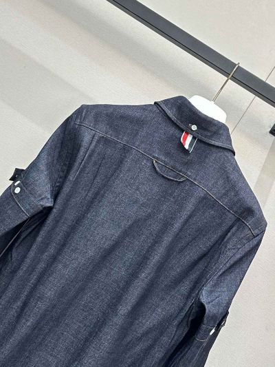 Thom Browne Striped Long Sleeve Shirt in Navy