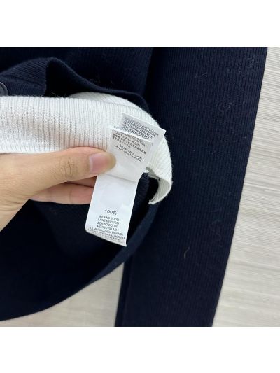 Thom Browne V-Neck Button-Front Cardigan in Navy and White