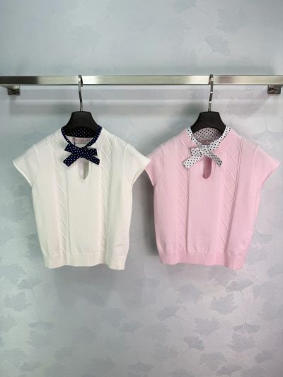 Valentino Bow Short Sleeve Knit Top