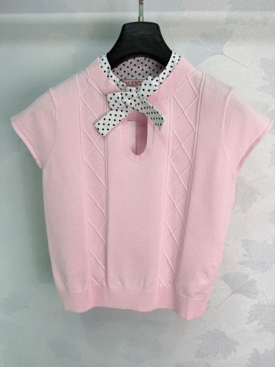 Valentino Bow Short Sleeve Knit Top
