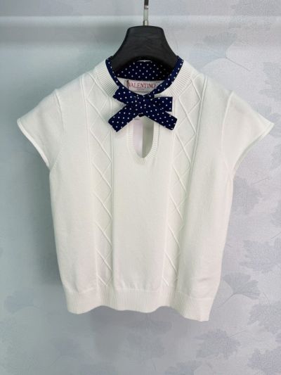 Valentino Bow Short Sleeve Knit Top