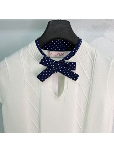 Valentino Bow Short Sleeve Knit Top