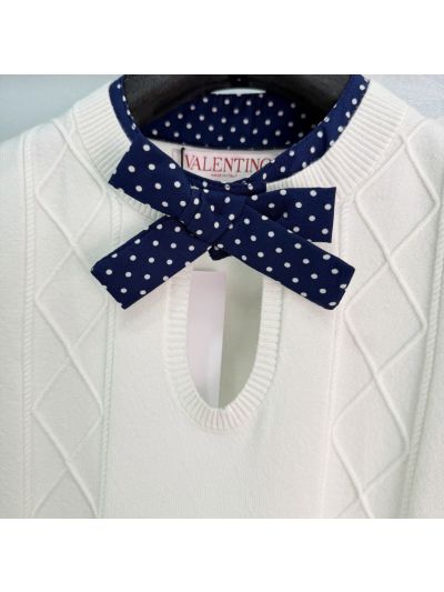 Valentino Bow Short Sleeve Knit Top